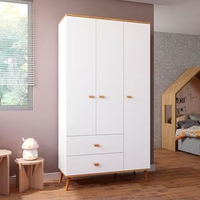 Guarda-Roupa Infantil Bartira Ternura com 3 Portas, 2 Gavetas - 106,8 cm de Largura - Branco Wood