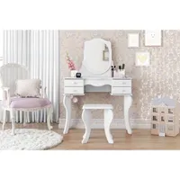 [AME R$ 185] Penteadeira Monalisa Branco Com 4 Gavetas 1 Espelho e Banqueta | R$ 357