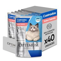 (rec)Pack Ração Úmida Optimum Sachê para Gatos Adultos Castrados Sabor Salmão 85g - 40 unidadaes