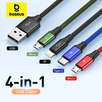 Cabo de Dados Baseus USB 3 em 1 - Tipo C + Iphone + Micro Usb