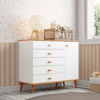 Cômoda Infantil Bartira Ternura com 5 Gavetas e 1 Porta - 106,8cm de largura - Branco Wood