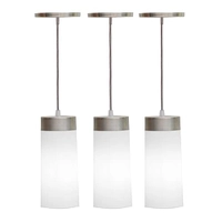 Combo Kit com 3 Pendentes Copo Cilindro Branco Luminária Lustre 24Cm Sala