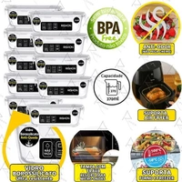 Kit 10 Potes de Vidro 370ml com Tampa Hermética