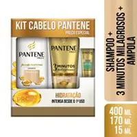 3 Kits Pantene Shampoo 400ml + Condicionador 170ml + Ampola 15ml Metade do Preço