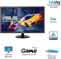 Monitor Gamer Asus 23.8' IPS, Wide, 144 Hz, Full HD, 1ms, Adaptive Sync, HDMI/DisplayPort, Ajuste de Altura, Vesa, Som Integrado - VP249QGR