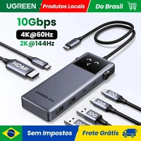 【DoBrasil】Hub Uno 6 Em 1 Ugreen 3x Tipo-c 2x Usb Hdmi 10gbps 4k@60hz
