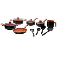 Conjunto de Panelas Vegas 10 Peças Revestimento Cerâmica Antiaderente - Casambiente - Preto