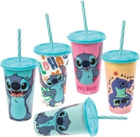 Copo Refri Decorado Stitch com Canudo 500 Ml Plasútil