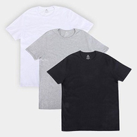 【Tam.: P M G GG 】 Kit 3 Camisetas Básicas Masculinas Branco e Preto