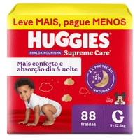 [2 pacotes] Fralda Huggies Supreme Care Roupinha G 88 Unidades