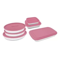 Conjunto de Assadeiras de Vidro com Tampa Marinex 6 Peças - Rosa