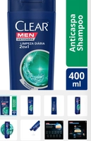 Shampoo Anticaspa Clear Men Limpeza Diária 2 em 1 400ml | R$9