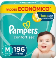 Fralda Pampers Confort Sec M 196 Unidades, Pampers