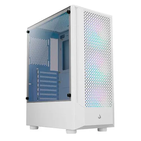 Gabinete Gamer Rise Mode Wave Branco, Vidro Fumê, ARGB