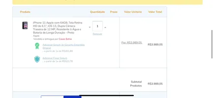 iPhone 11 Apple com 64GB - Preto | R$ 3.989