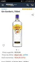 [Frete Prime] Gin Gordon's, 750ml R$48
