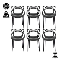 Kit 6 Cadeiras Allegra Empilháveis Preto