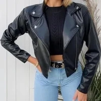 Jaqueta Feminina Courino Brilhoso Fechamento Zíper Estiloso