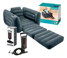 Sofá Poltrona Cama Colchão 100kg Intex + Bomba De Ar Manual