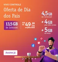 Vivo controle, oferta de dia dos pais, 13,5gb