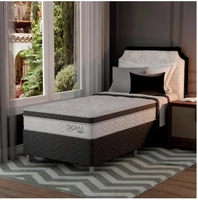 Cama Box com Colchão Solteiro Sigma Molas Ensacadas (22x88x188) Branco e Cinza