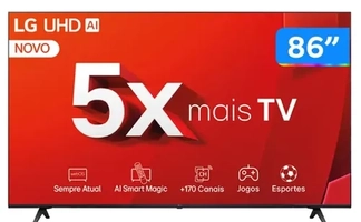 Smart TV 86" 4K LG Ultra HD 86UT8050 com Processador a5 Ger7 AI, Alexa/Chromecast integrado, Otimizador de Jogos, webOS 24 e Controle Smart Magic