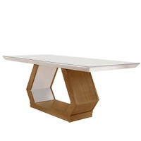 Mesa de Jantar Lara 180cm MDF e Vidro Off White