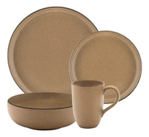 Aparelho De Jantar E Lanche 16 Peças Oxford Flat Ocre Marrom