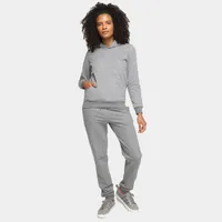 Conjunto Moletom Basicamente Liso Com Capuz Feminino - Mescla | R$60