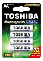 Pilha Recarregavel Aa Toshiba 2600mah Com 4 Unid. - Tnh6gae