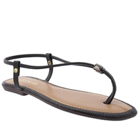 Sandália Rasteira Liberte Detalhe Aplicação Lurex Preto