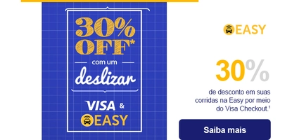 30%OFF em desconto na Easy Taxi pagas com Visa Checkout