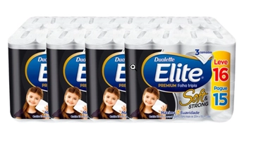 Papel Higiênico Elite Soft & Strong Folha Tripla - 4 Pacotes com 16 Un
