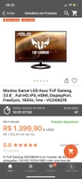 Monitor Gamer Asus TUF Gaming LED, 23.8´, Widescreen, Full HD, IPS, HDMI | R$1400