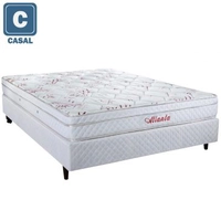 Cama Box + Colchão Atlanta Bambu Casal Mola Bonnel c/ PillowTop 1,38 x 1,88cm - Herval - R$580