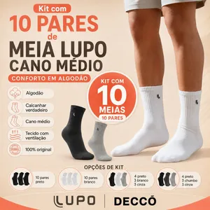 Kit 10 Pares Meias Lupo Algodão Unissex