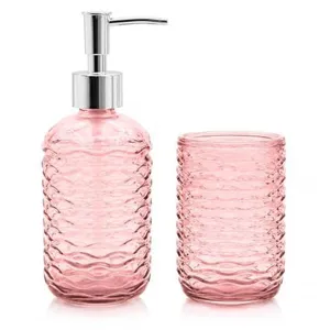 Kit para Banheiro 2 Peças em Vidro | Rosa
