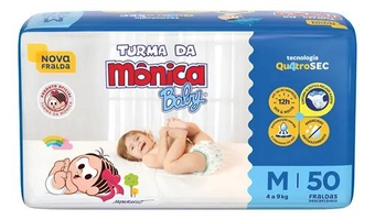 Fralda Baby M 50un Turma da Mônica