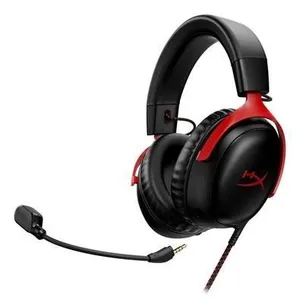 Headset HyperX Cloud III: 53 mm, som DTS 7.1, microfone removível, vermelho/preto
