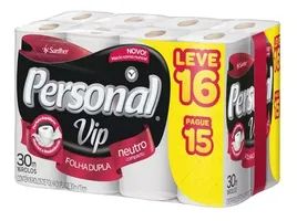 [10 unid] Papel Higiênico Vip Folha Dupla Neutro 16 Rolos Personal