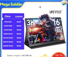 [APP | Do Brasil | MOEDAS R$ 816 ] Monitor Portátil Uperfect OLED 16" 120Hz 1ms, Resolução 3K (2280*1800) 