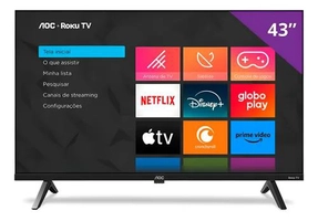 Smart TV AOC 43" LED Full HD Roku Wi-Fi Bivolt
