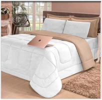 Kit Edredom Casal Queen + Jogo de Lençol 06 pçs Aconchego Dupla Face B