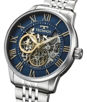 Relógio Technos Masculino Skeleton Prata Azul