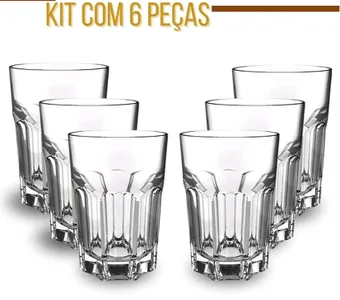 Jogo De Copos Vidro Kit 6 Peças 350ml Cozinha Água Suco - Cedar Glass