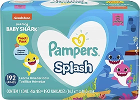 Lenços Umedecidos Pampers Splashers Baby Shark - 192 lenços