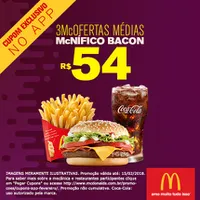3 McOfertas Médias McNífico Bacon no McDonald's - R$54