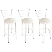 Kit 3 Banquetas Lisboa Tubo com Assento - Itagold - BRANCO R$ 104