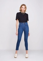 Calça Jeans Super Skinny  Cintura Alta Ultra Stretch - Azul