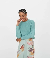 Blusão Liso Manga Longa em Tricô Azul | R$40